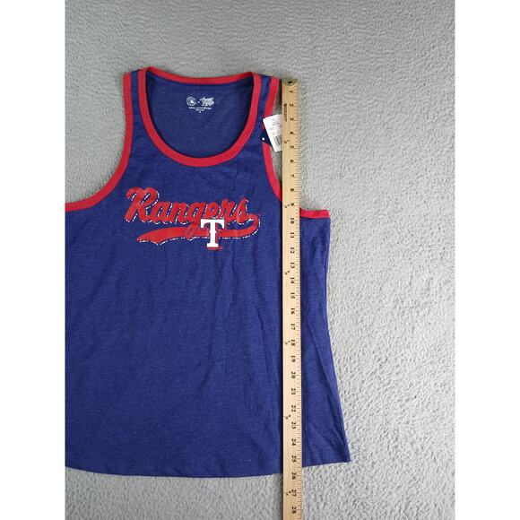 Texas Rangers Baseball Tank Top Women Medium Blue Red MLB Campus Lifestyle NWT - Picture 4 of 8